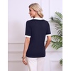 Zeagoo Womens Polo Sweater Short Sleeve V Neck Knitted Business Casual Tops(Navy White)