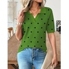 Zeagoo Womens Polo Sweater Short Sleeve V Neck Knitted Business Casual Tops(Polka Dot Green)