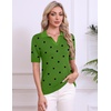 Zeagoo Womens Polo Sweater Short Sleeve V Neck Knitted Business Casual Tops(Polka Dot Green)