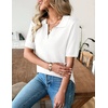 Zeagoo Womens Polo Sweater Short Sleeve V Neck Knitted Business Casual Tops(White)
