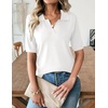 Zeagoo Womens Polo Sweater Short Sleeve V Neck Knitted Business Casual Tops(White)