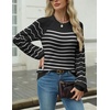 Zeagoo Womens Sweaters 2026 Long Sleeve Crew Neck Lightweight Pullover Knitted Cute Fall Fashion Tops(Stripe Black)