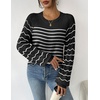 Zeagoo Womens Sweaters 2026 Long Sleeve Crew Neck Lightweight Pullover Knitted Cute Fall Fashion Tops(Stripe Black)