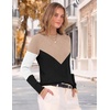 Zeagoo Womens Sweaters Crewneck Long Sleeve Soft Casual Knit Pullover Tops(Colorblock Khaki)