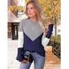 Zeagoo Womens Sweaters Crewneck Long Sleeve Soft Casual Knit Pullover Tops(Colorblock Navy)