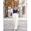Zeagoo Womens Sweaters Crewneck Long Sleeve Soft Casual Knit Pullover Tops(Colorblock Navy)