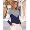 Zeagoo Womens Sweaters Crewneck Long Sleeve Soft Casual Knit Pullover Tops(Colorblock Navy)