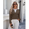 Zeagoo Women’s Sweaters Long Sleeve Crew Neck Pullover Tops Dressy Outfits(Brown)