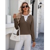 Zeagoo Women’s Sweaters Long Sleeve Crew Neck Pullover Tops Dressy Outfits(Brown)