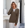 Zeagoo Women’s Sweaters Long Sleeve Crew Neck Pullover Tops Dressy Outfits(Brown)