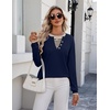 Zeagoo Women’s Sweaters Long Sleeve Crew Neck Pullover Tops Dressy Outfits(Navy Blue)