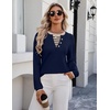 Zeagoo Women’s Sweaters Long Sleeve Crew Neck Pullover Tops Dressy Outfits(Navy Blue)