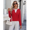 Zeagoo Women’s Sweaters Long Sleeve Crew Neck Pullover Tops Dressy Outfits(Red)