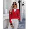 Zeagoo Women’s Sweaters Long Sleeve Crew Neck Pullover Tops Dressy Outfits(Red)