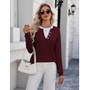 Zeagoo Women’s Sweaters Long Sleeve Crew Neck Pullover Tops Dressy Outfits(Wine Red)