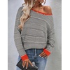 Zeagoo Womens Sweaters Off The Shoulder Crochet Dressy Casual Outfits(Black Stripe)
