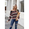 Zeagoo Womens Sweaters Off The Shoulder Crochet Dressy Casual Outfits(Colorblock 229)