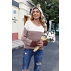 Zeagoo Womens Sweaters Off The Shoulder Crochet Dressy Casual Outfits(Colorblock 284)