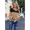 Zeagoo Womens Sweaters Off The Shoulder Crochet Dressy Casual Outfits(Mocha Brown+black)