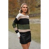 Zeagoo Womens Sweaters Off The Shoulder Crochet Dressy Casual Outfits(Multi-green)