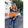 Zeagoo Womens Sweaters Off The Shoulder Crochet Dressy Casual Outfits(Orange-tz126)