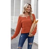 Zeagoo Womens Sweaters Off The Shoulder Crochet Dressy Casual Outfits(Rust)