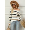 Zeagoo Womens Sweaters Off The Shoulder Crochet Dressy Casual Outfits(Stripe 1)