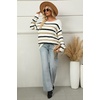 Zeagoo Womens Sweaters Off The Shoulder Crochet Dressy Casual Outfits(Stripe 1)