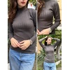Zeagoo Womens Sweaters Turtleneck Cable Knit Long Sleeve Pullover Fall Tops(Dark Grey)