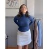 Zeagoo Womens Sweaters Turtleneck Cable Knit Long Sleeve Pullover Fall Tops(Navy Blue)