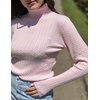 Zeagoo Womens Sweaters Turtleneck Cable Knit Long Sleeve Pullover Fall Tops(Pink)
