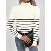 Zeagoo Womens Sweaters Turtleneck Cable Knit Long Sleeve Pullover Fall Tops(Stripe Apricot)