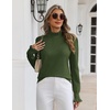 Zeagoo Women’s Turtleneck Sweater Fall Ruffle Dressy Knit Long Sleeve Tops(Army Green)
