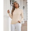 Zeagoo Women’s Turtleneck Sweater Fall Ruffle Dressy Knit Long Sleeve Tops(Beige)