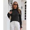Zeagoo Women’s Turtleneck Sweater Fall Ruffle Dressy Knit Long Sleeve Tops(Black)