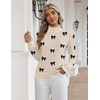Zeagoo Women’s Turtleneck Sweater Fall Ruffle Dressy Knit Long Sleeve Tops(Black Bow)
