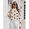 Zeagoo Women’s Turtleneck Sweater Fall Ruffle Dressy Knit Long Sleeve Tops(Black Bow)
