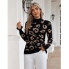 Zeagoo Women’s Turtleneck Sweater Fall Ruffle Dressy Knit Long Sleeve Tops(Black Leopard)
