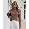 Zeagoo Women’s Turtleneck Sweater Fall Ruffle Dressy Knit Long Sleeve Tops(Brown)