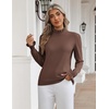 Zeagoo Women’s Turtleneck Sweater Fall Ruffle Dressy Knit Long Sleeve Tops(Brown)