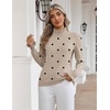 Zeagoo Women’s Turtleneck Sweater Fall Ruffle Dressy Knit Long Sleeve Tops(Khaki Polka Dots)