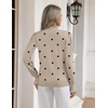 Zeagoo Women’s Turtleneck Sweater Fall Ruffle Dressy Knit Long Sleeve Tops(Khaki Polka Dots)
