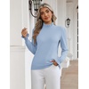 Zeagoo Women’s Turtleneck Sweater Fall Ruffle Dressy Knit Long Sleeve Tops(Light Blue)