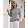 Zeagoo Women’s Turtleneck Sweater Fall Ruffle Dressy Knit Long Sleeve Tops(Light Grey)