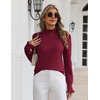 Zeagoo Women’s Turtleneck Sweater Fall Ruffle Dressy Knit Long Sleeve Tops(Wine Red)