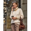 Zeagoo Womens Turtleneck Sweater Long Sleeve Pullover Fall Basic Jumper Top(Beige)