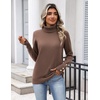 Zeagoo Womens Turtleneck Sweater Long Sleeve Pullover Fall Basic Jumper Top(Brown)