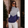 Zeagoo Womens Turtleneck Sweater Long Sleeve Pullover Fall Basic Jumper Top(C-grey Navy)