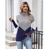 Zeagoo Womens Turtleneck Sweater Long Sleeve Pullover Fall Basic Jumper Top(C-grey Navy)