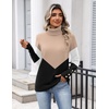 Zeagoo Womens Turtleneck Sweater Long Sleeve Pullover Fall Basic Jumper Top(C-khaki Black)